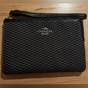 Coach Men's Black Checkered Wristlet